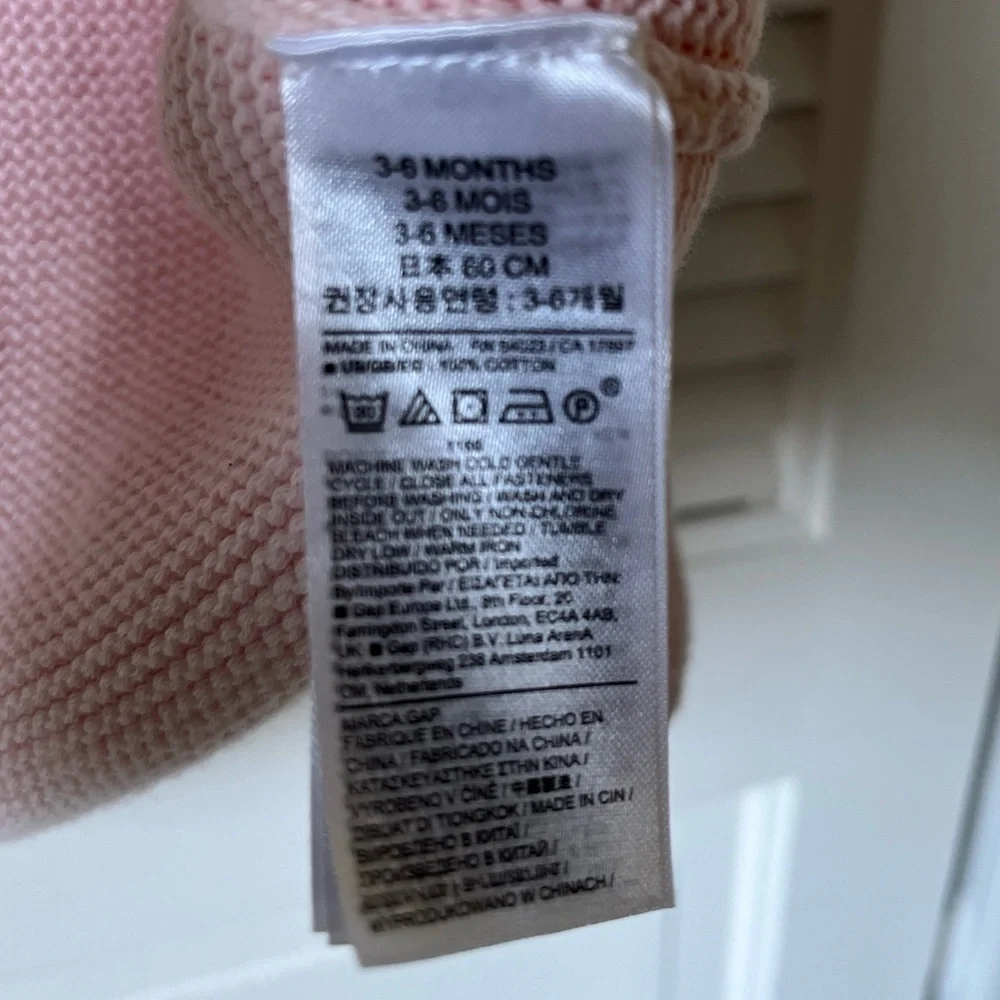 GAP‎ BABY GAP Hooded Garter Knit Sweater in Milkshake Pink Sz 3-6 months